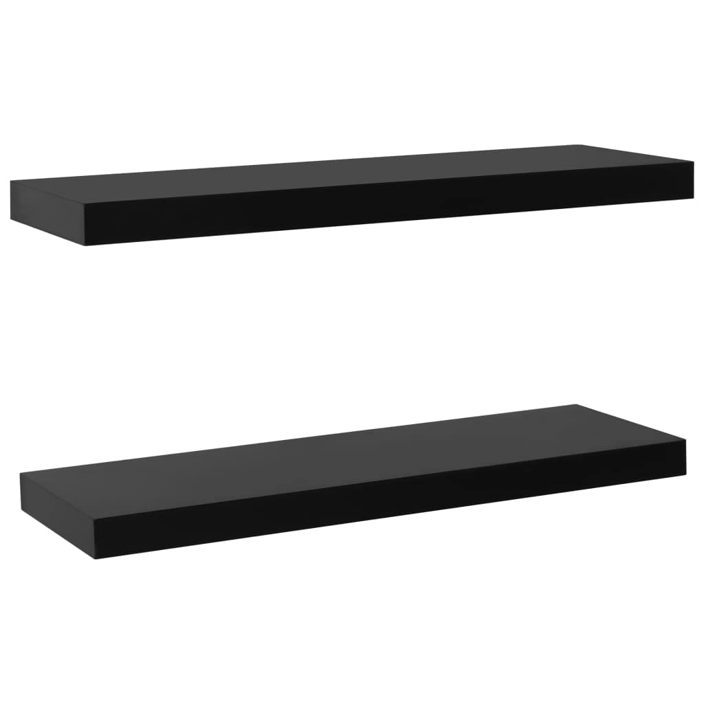 vidaXL Set of 2 Floating Wall Shelves- Durable MDF Material, Black, 31.5&quot;x7.9&quot;x1.5&quot;- Perfect for Home, Office or Dorm Room Decor