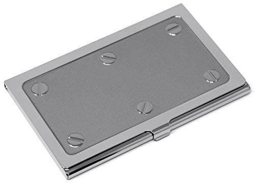 Stephanie Imports Set Of 3 Slim Metal Business Card Case Holders (Silver Industrial)
