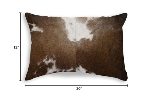 HomeRoots Chocolate & White Cowhide, Microsuede, Polyfill 12' x 20' x 5' Chocolate and White Torino Kobe Cowhide Pillow