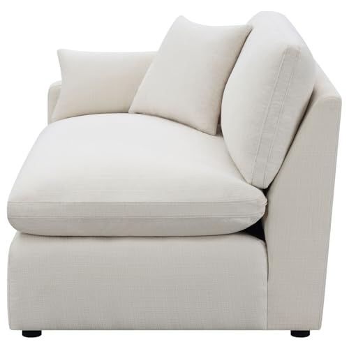 Coaster Contemporary Fabric Sloped Track Arms LAF Chair in Ivory