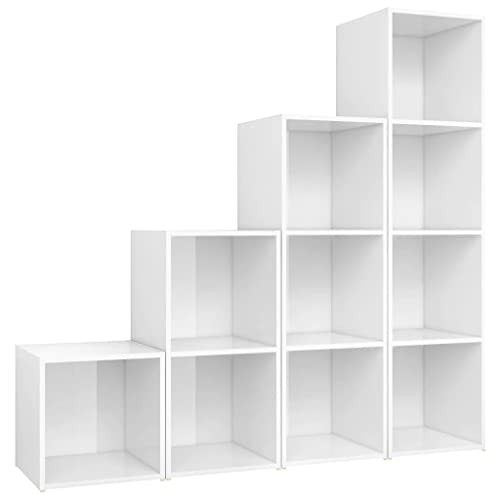 vidaXL TV Cabinet Set 4 Piece Bedroom Living Room Entertainment Center HiFi Cabinet TV Stand Unit Furniture High Gloss White Engineered Wood
