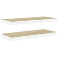 vidaXL Floating Wall Shelves Set - Durable Honeycomb MDF, Oak and White, Invisible Mounting System, 31.5x9.3x1.5