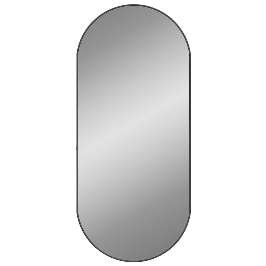 vidaXL Wall-Mounted Oval Mirror in Black - PVC Frame Glass Vanity Mirror for Home Decor, Suitable for Bedroom, Living Room, Bathroom - 39.4&quot; x 17.7&quot;