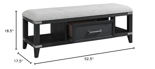 Intercon Laguna Bedroom 52&quot; Wide Bench with Drawer, Weathered Steel