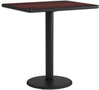 Flash Furniture 24'' X 30'' Rectangular Mahogany Laminate Table Top With 18'' Round Table Height Base