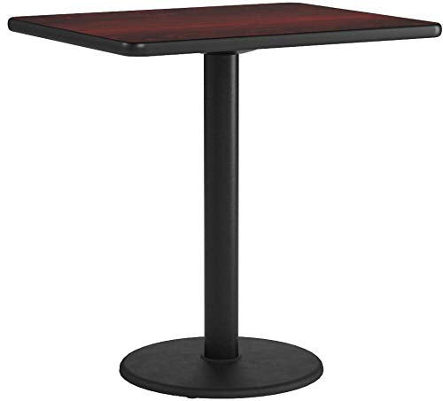 Flash Furniture 24'' X 30'' Rectangular Mahogany Laminate Table Top With 18'' Round Table Height Base