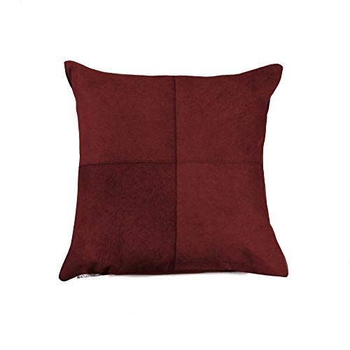 HomeRoots Cowhide, Microsuede, Polyfill Torino Quattro Pillow 18' X 18' - Wine