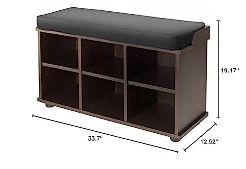Townsend Entryway and Bedroom Bench with Cushion Seat and Shoe Storage - Black & Espresso