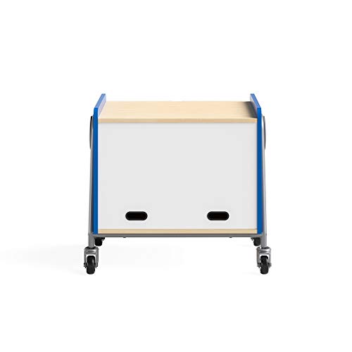 Safco Products Whiffle Typical 13, Double Column 4-Tote 2-Shelf Doored Rolling Storage Cart w Magnetic Dry-Erase Back, Electric Blue, 27 1/4&quot; H(Electric Blue)