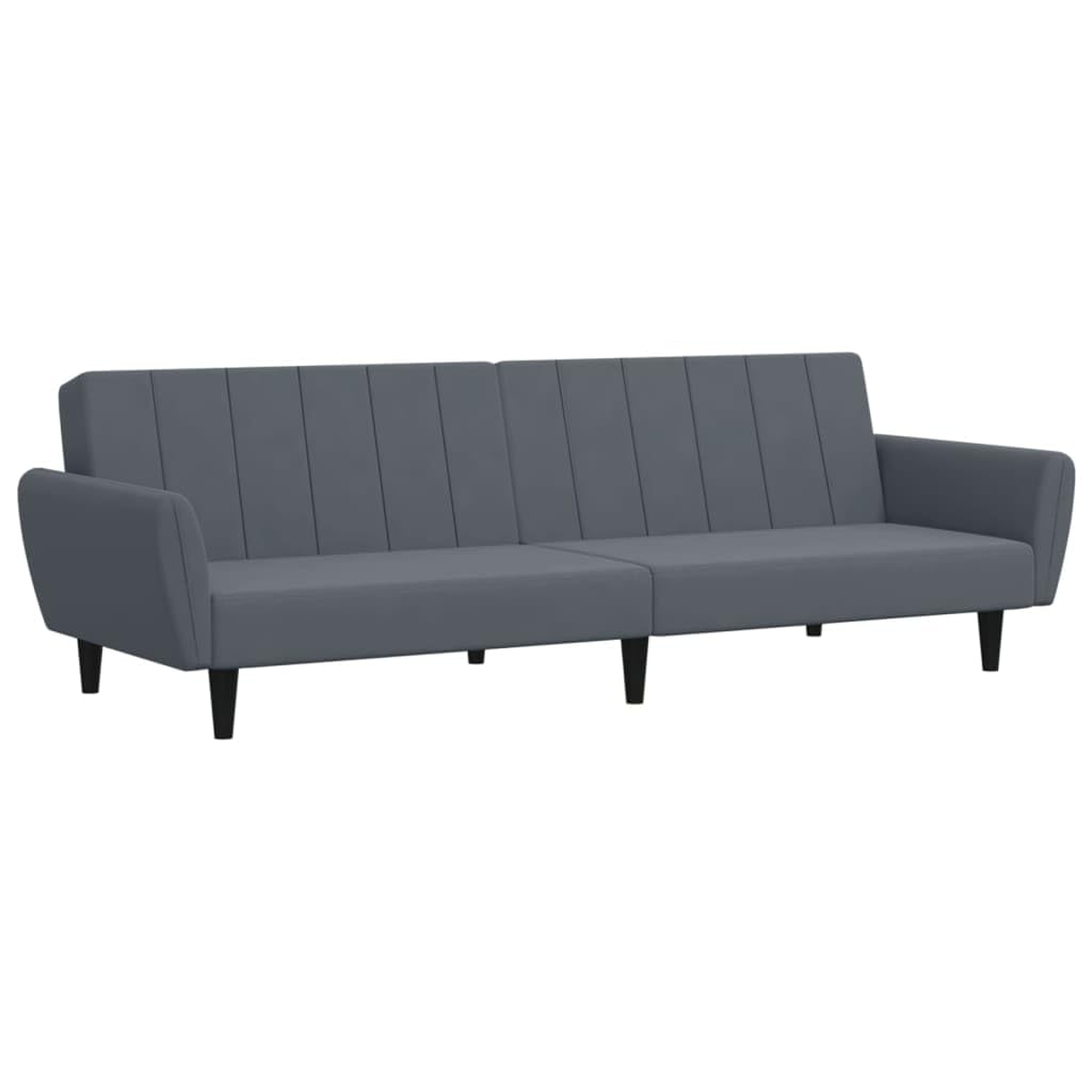 vidaXL 2 Seater Sofa Bed with Stool Dark Grey Velvet