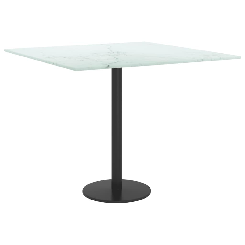 vidaXL White Table Top 50 x 50 cm 6 mm Tempered Glass Marble Look
