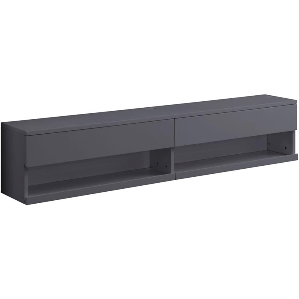 Acme Ximena Wooden Rectangular Floating TV Stand with LED Lighting in Gray