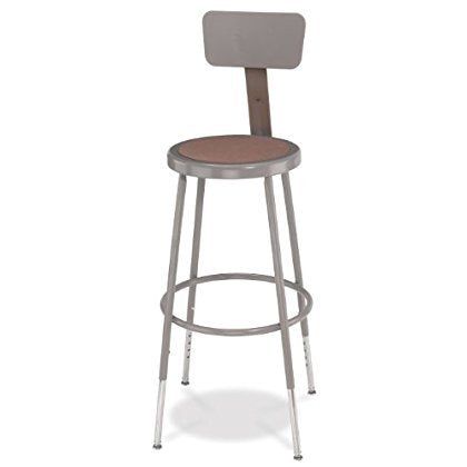 National Public Seating 6224HB-CN Steel Stool with Hardboard Seat Adjustable and Backrest, 25"-33", Grey (Pack of 4)