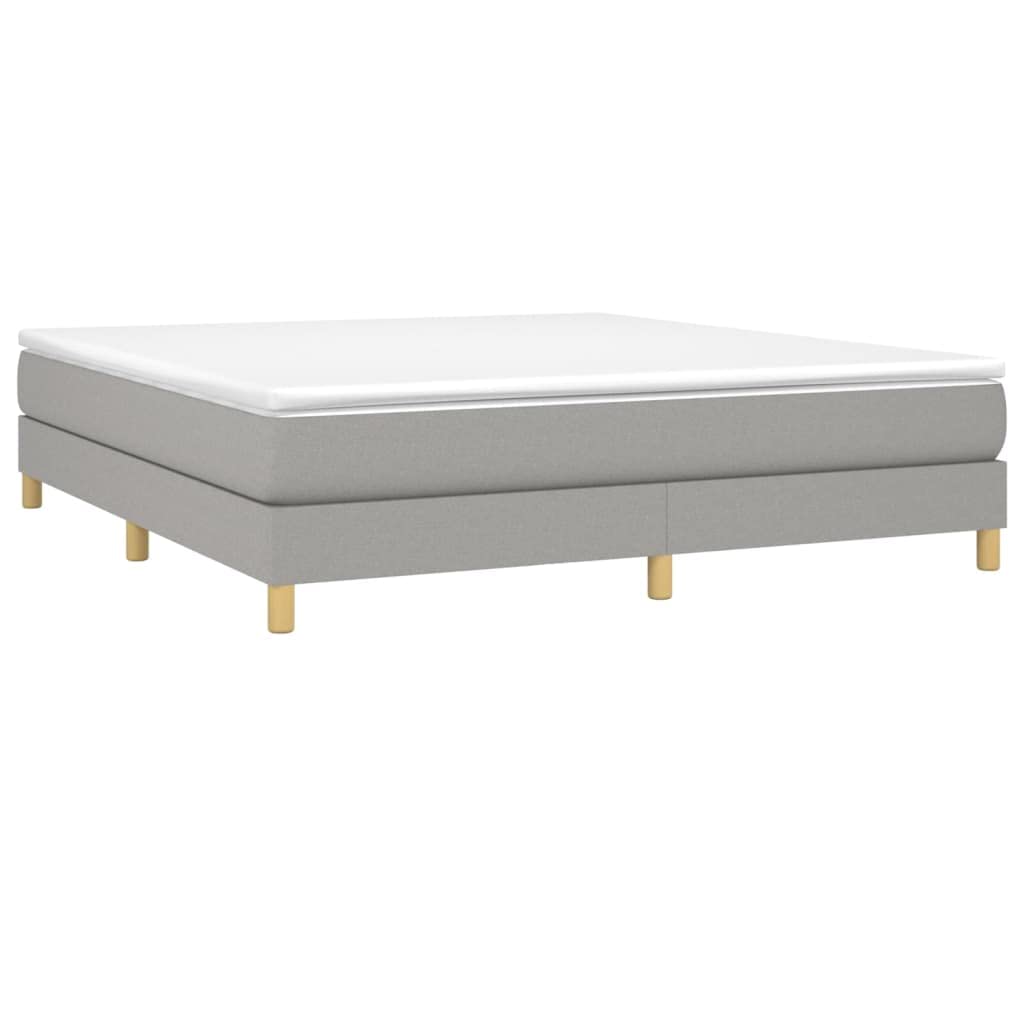 vidaXL Box Spring Bed Frame for King Size Mattress, Stylish Fabric Exterior in Light Gray, Durable Wood Construction for Bedroom Comfort