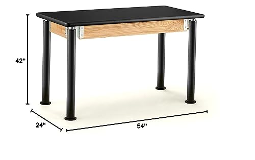 National Public Seating Signature Height Adjustable Science Lab Table with HPL Top, Black - 24"x 54", Perfect for School, Classroom and More