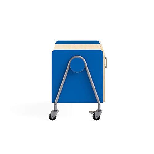 Safco Products Whiffle Typical 13, Double Column 4-Tote 2-Shelf Doored Rolling Storage Cart w Magnetic Dry-Erase Back, Electric Blue, 27 1/4&quot; H(Electric Blue)