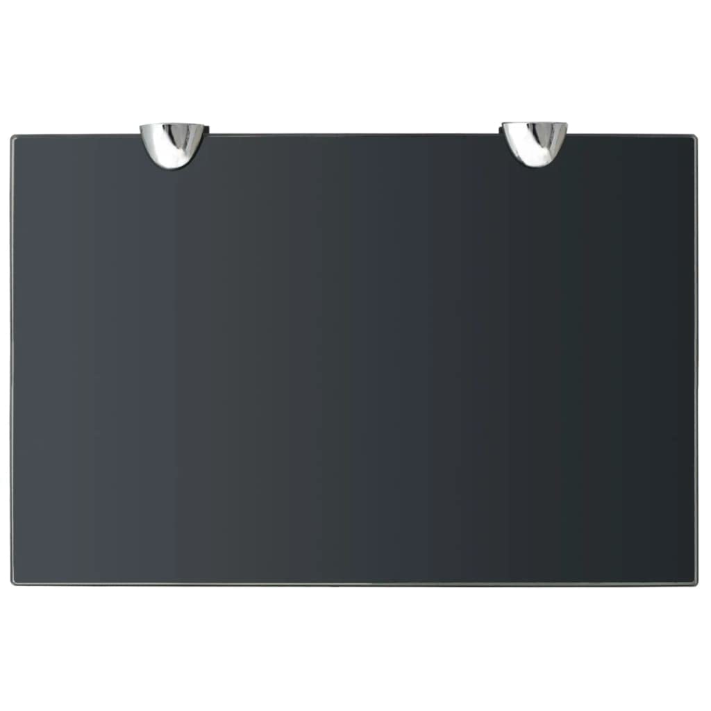 vidaXL 2-Pack Black Floating Glass Shelves 27.6"x7.9" - Wall-Mounted Tempered Display Shelving, 22 lb Capacity, Modern Decor for Bathroom, Bedroom, or Living Room
