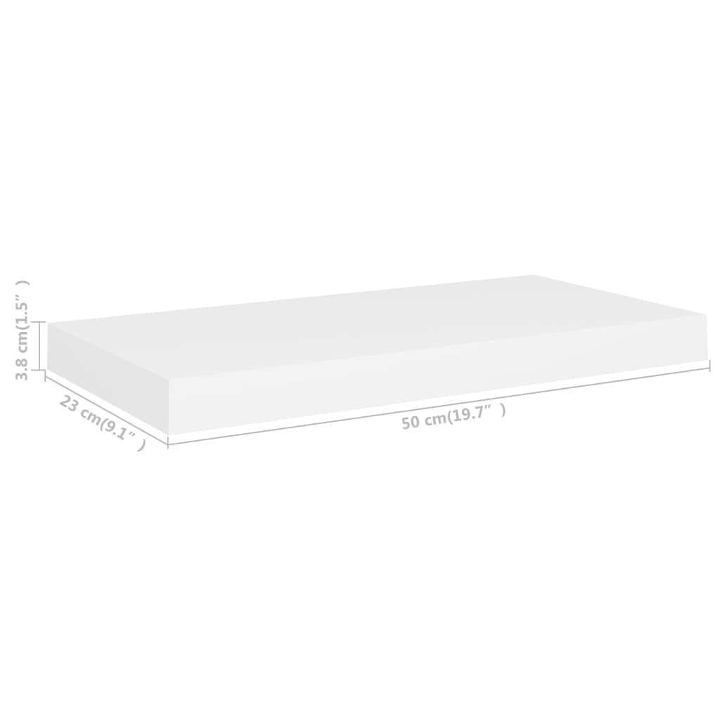 vidaXL Floating Wall Shelves 2 pcs White 19.7"x9.1"x1.5" MDF