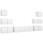 vidaXL TV Cabinet Set 8 Piece Home Indoor Living Room Hanging Wall-Mounted Stereo Plasma HiFi Cabinet TV Unit Furniture White Engineered Wood
