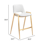Zuo Desi Counter Stool White & Gold