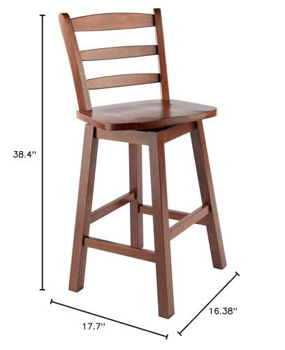 Ergode Wood Ivy Counter Stool | Farmhouse Charm | Weathered Finish | Solid Wood | Stable & Comfortable | (94104-VV, Walnut)