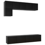 vidaXL TV Cabinet Set 5 Piece Home Living Room Furniture TV Stand HiFi Stereo Cabinet Media Unit Entertainment Center Black Engineered Wood