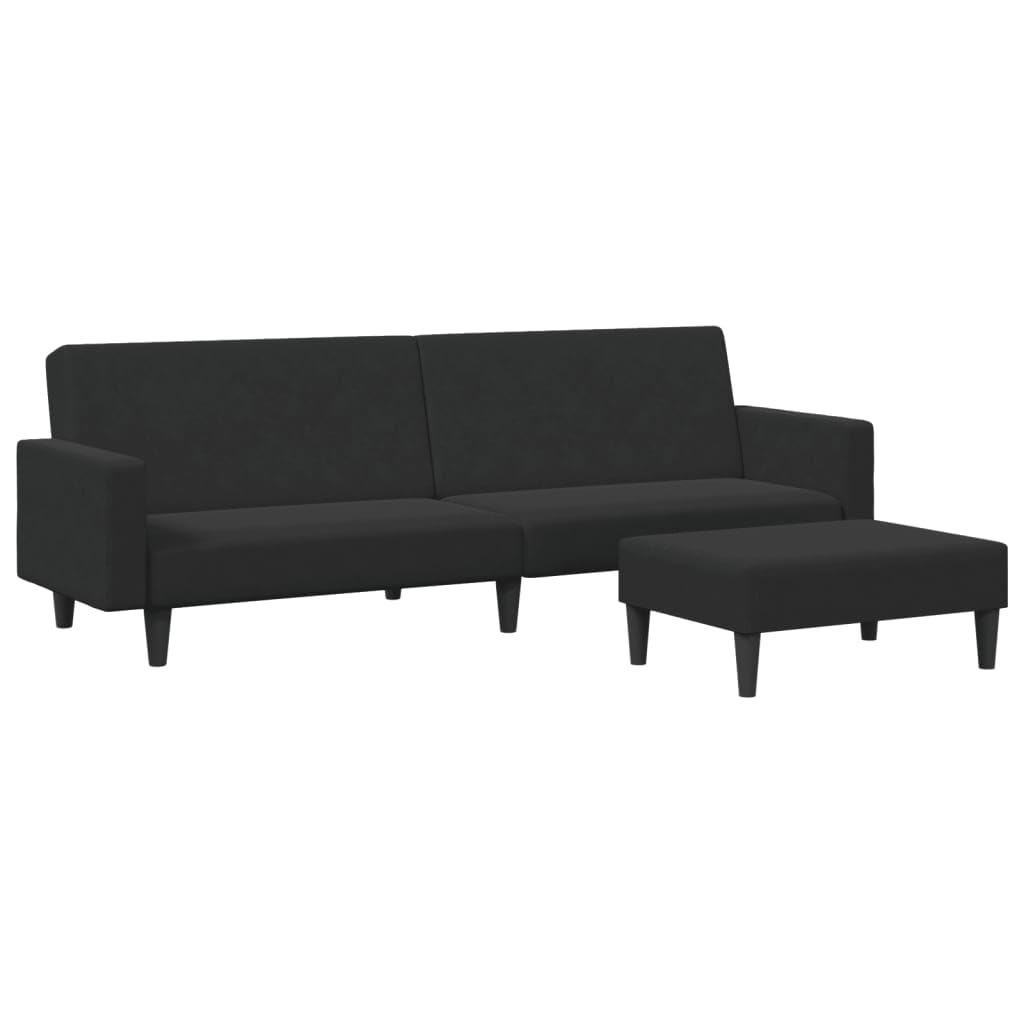 vidaXL 2 Seater Sofa Bed with Stool Velvet Black
