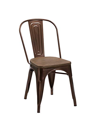 HomeRoots Metal, Wood Four 33&quot; Metal and Wood Dining Chairs