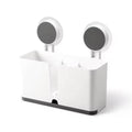 Wall Mounted Toothbrush Holder with Drain Tray, Waterproof Self Adhesive Bathroom Organizer for Toothpaste Razor Storage, Multip