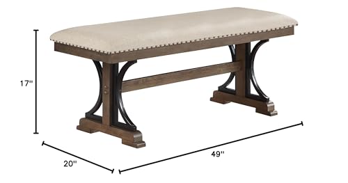 Best Quality Furniture D178-B Bench, Brown Oak/Beige