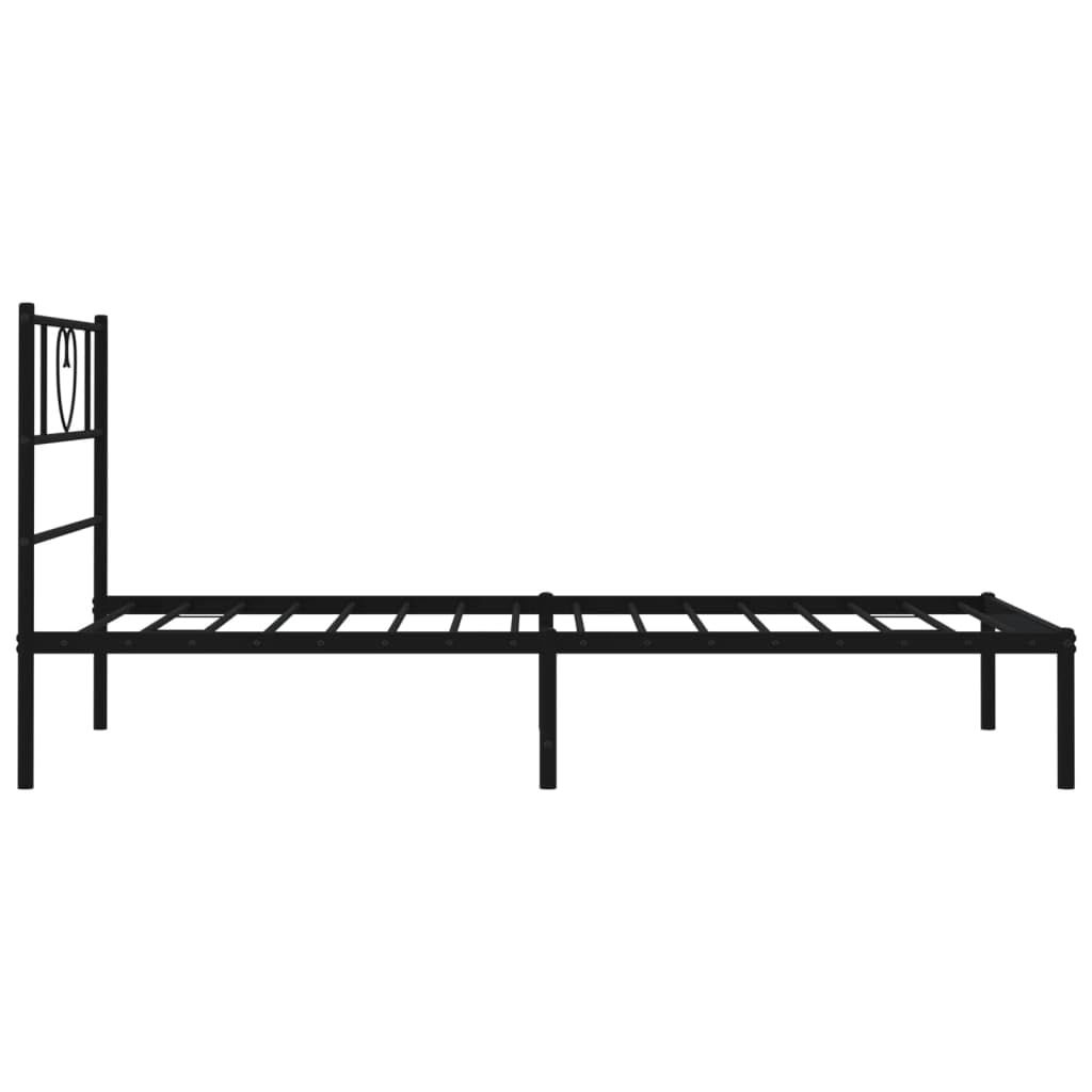 vidaXL Twin XL Metal Bed Frame with Headboard and Stable Slats, Under Bed Storage Space, Sturdy Steel Construction and Easy Assembly, Minimalist Style, Black, 12'' High, Without Mattress