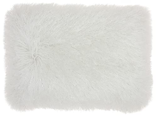 HomeRoots 100% Polyester White Super Shaggy Throw Pillow