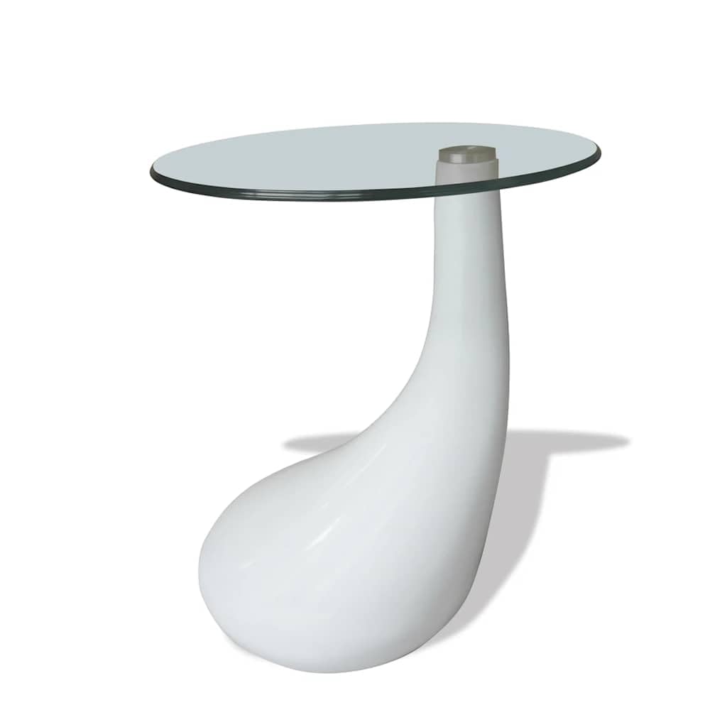 Vidaxl Coffee Table With Waterdrop Shaped Base, Side Table With Round Tempered Glass Top, Stylish And Chic, 16.5Fx21.7, Hig