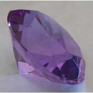 Dark Purple Crystal Glass Diamond Shaped Paperweight 2.25'