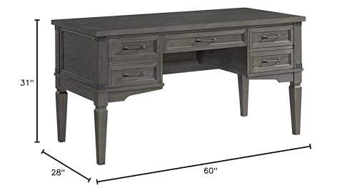 Intercon Foundry Home Office 60&quot; Wide Half Ped Desk, Brushed Pewter Furniture