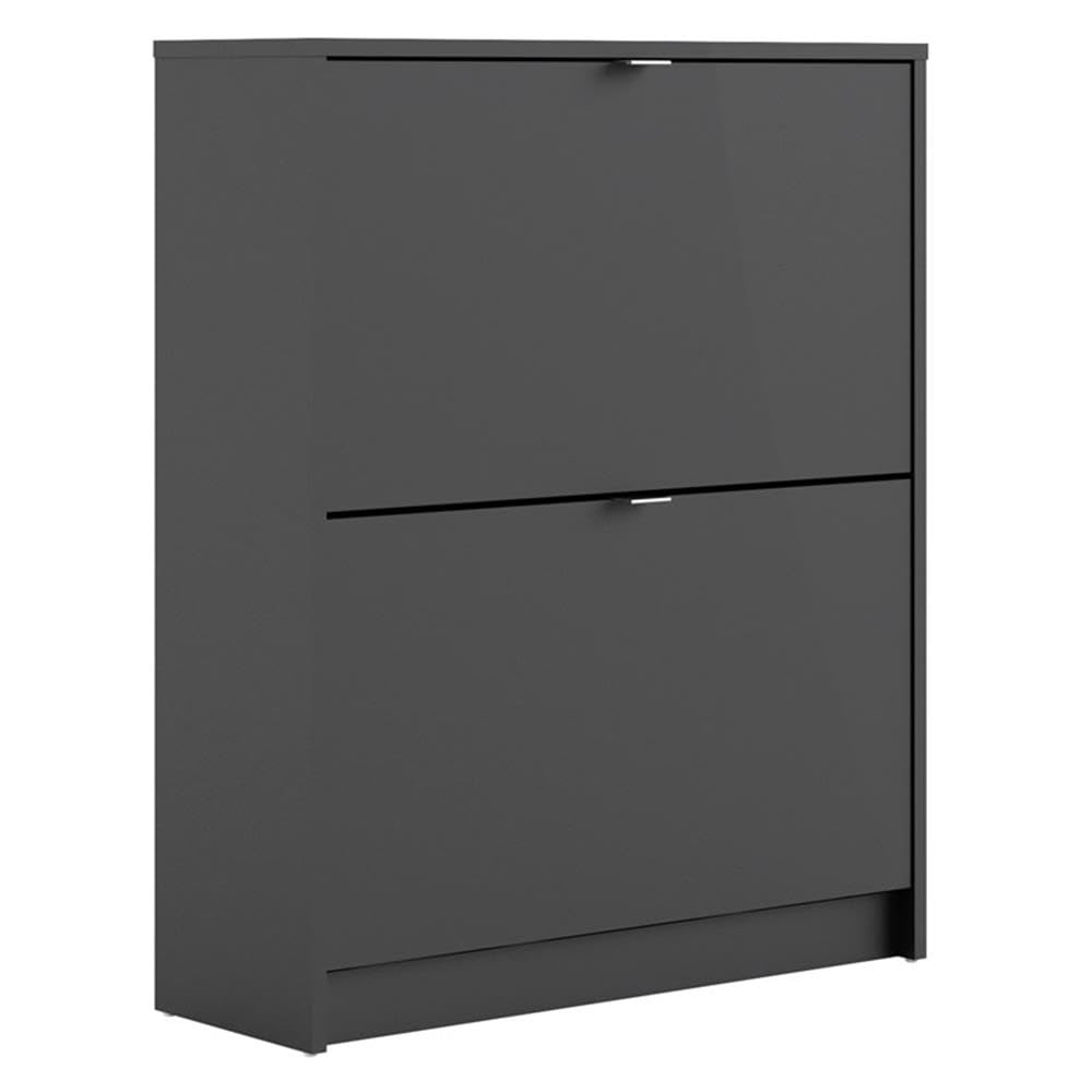 Bright 2 Drawer Shoe Cabinet, Black Matte