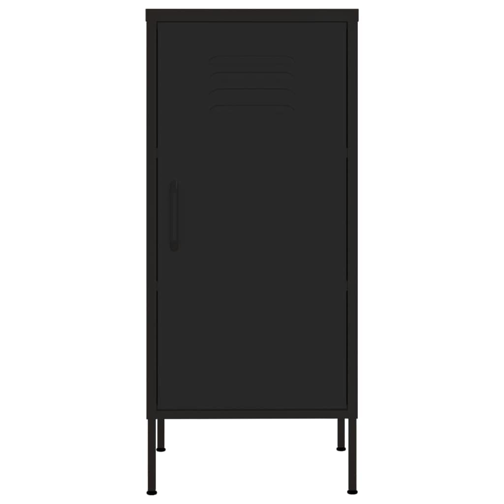 vidaXL Steel Storage Cabinet, Black - Industrial Design with 2 Adjustable Shelves and Levelers, 16.7"x13.8"x40"