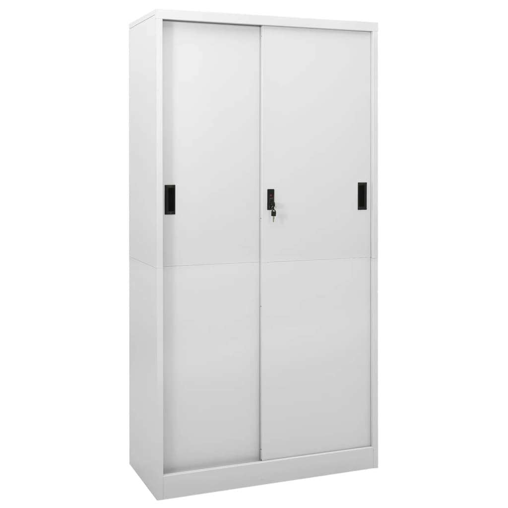 vidaXL Office Cabinet with Sliding Door Light Gray 35.4&quot;x15.7&quot;x70.9&quot; Steel