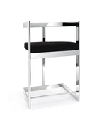Bar Chair, 26&Quot;, Black Cushion, Stainless Steel Base
