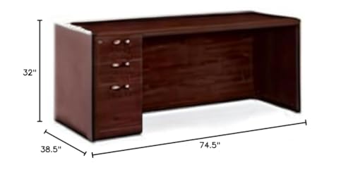 Hon Rectangular Left Pedestal Desk, 72&quot; X 36&quot; X 29-1/2&quot;, Mahogany