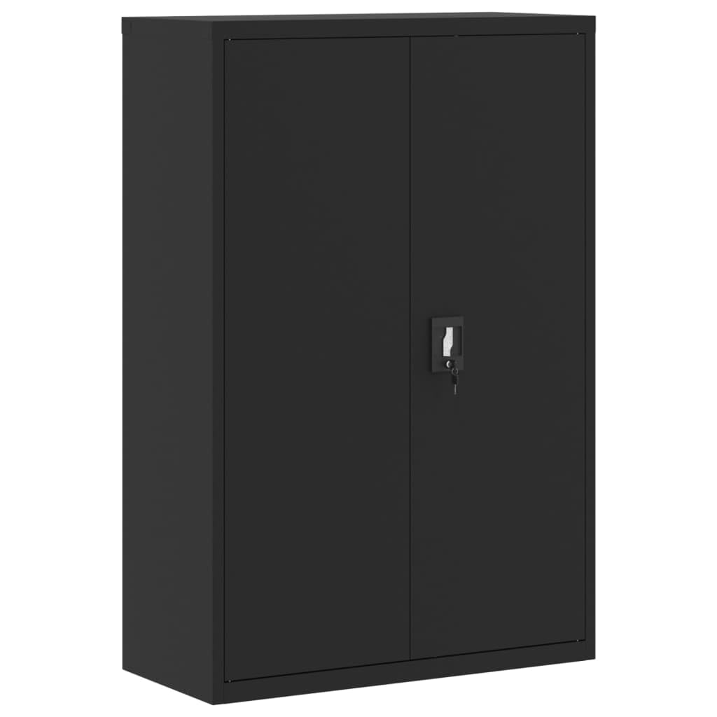 vidaXL File Cabinet - Powder-Coated Steel, Adjustable Shelves, Lockable Design, Office Storage, Easy Cleanup, Ample Space, Secure, Black, 35.4&quot; x 15.7&quot; x 55.1&quot;