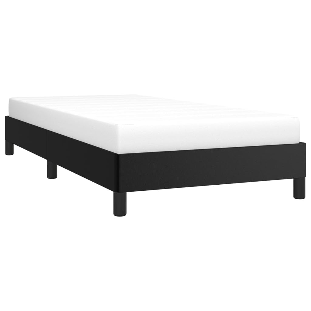 vidaXL Modern California King Bed Frame - Luxurious Black Faux Leather Design, Engineered Wood and Plywood Construction, Suitable for 72"x83.9" Mattress