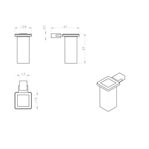 Gedy 3810-01-13 Kansas Wall Mounted Stainless Steel Tooth Brush Holder, 0.79' L X 2.64' W, Chrome