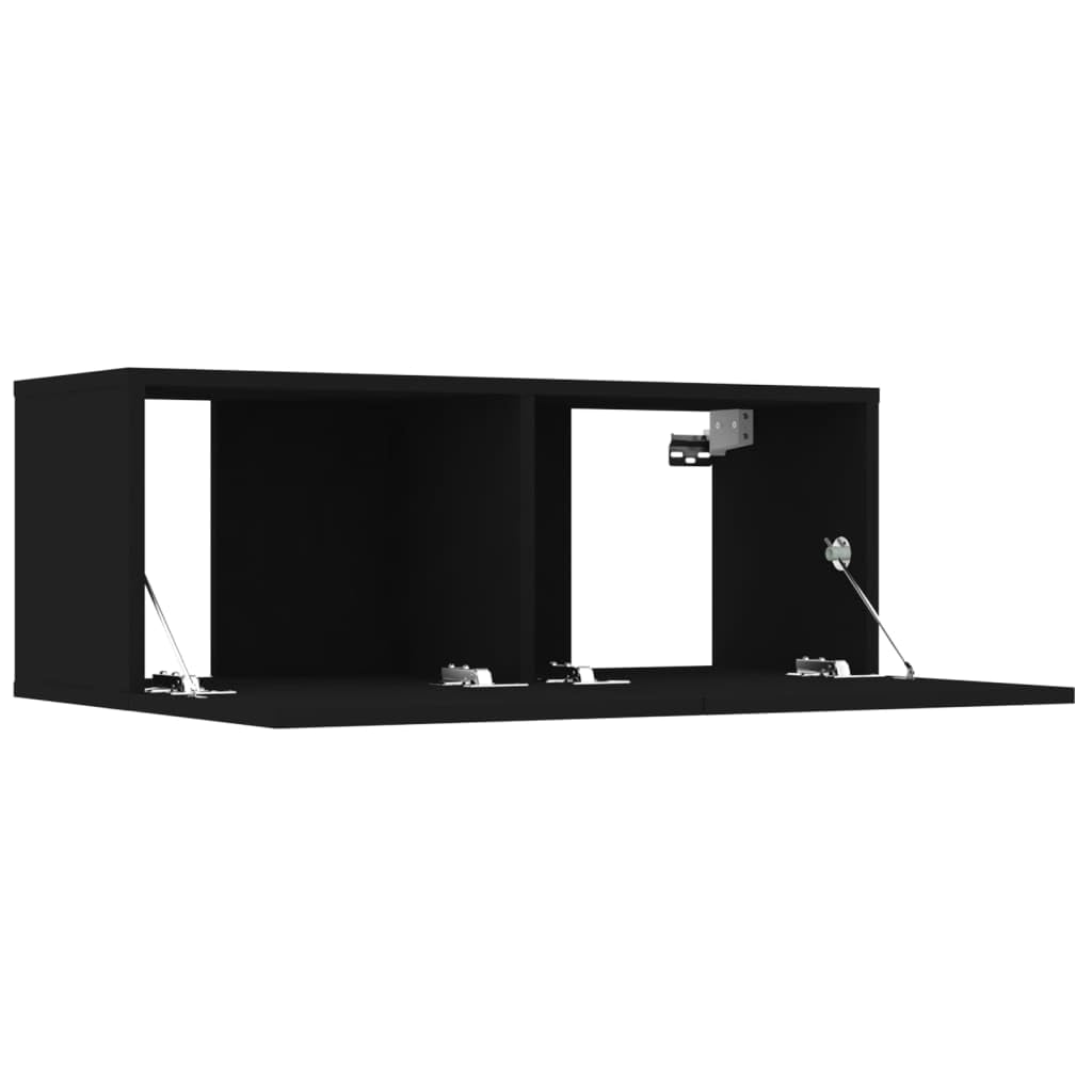 vidaXL TV Stand Set 8 Piece, Wall Mounted Entertainment Center, TV Stand Console with Storage, Modern Style, Black Engineered Wood
