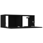 vidaXL TV Stand Set 8 Piece, Wall Mounted Entertainment Center, TV Stand Console with Storage, Modern Style, Black Engineered Wood
