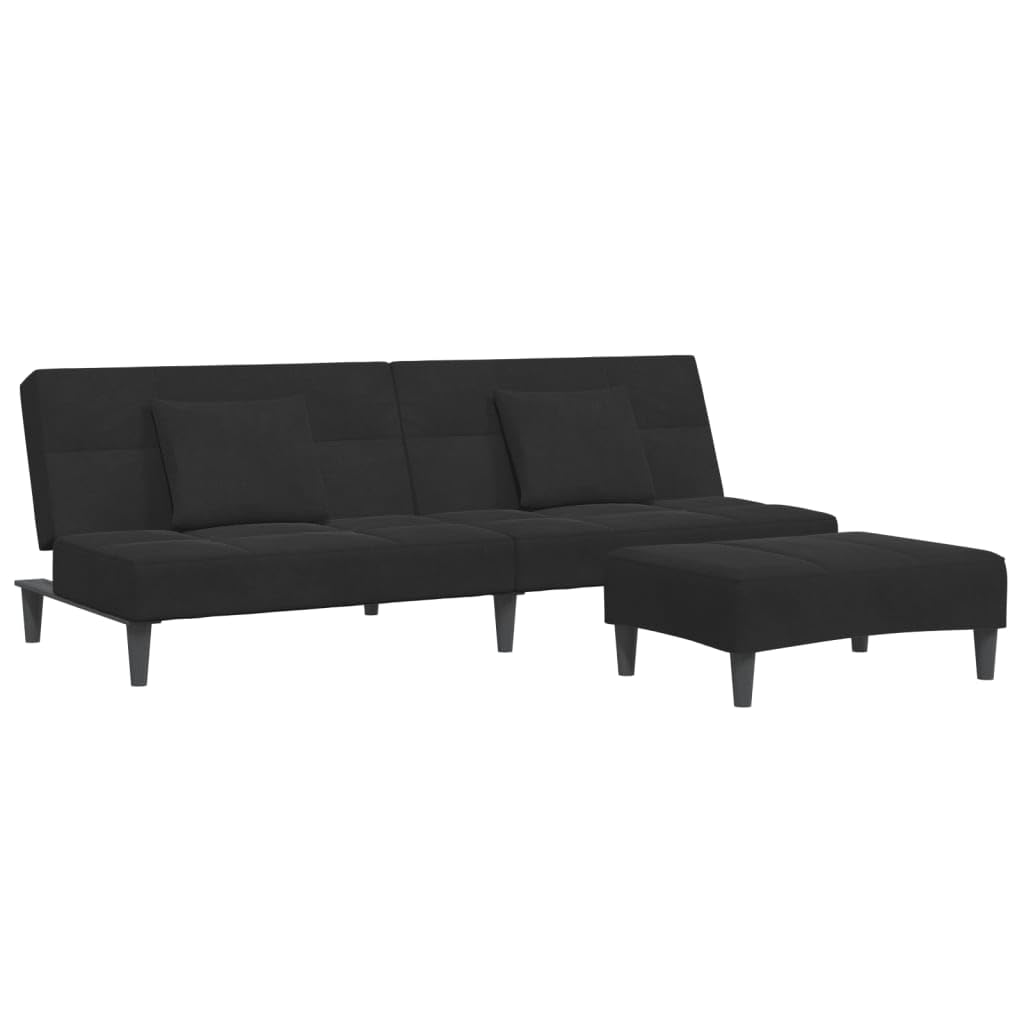 vidaXL Dark Gray Velvet 2-Seater Sofa Bed with Footstool