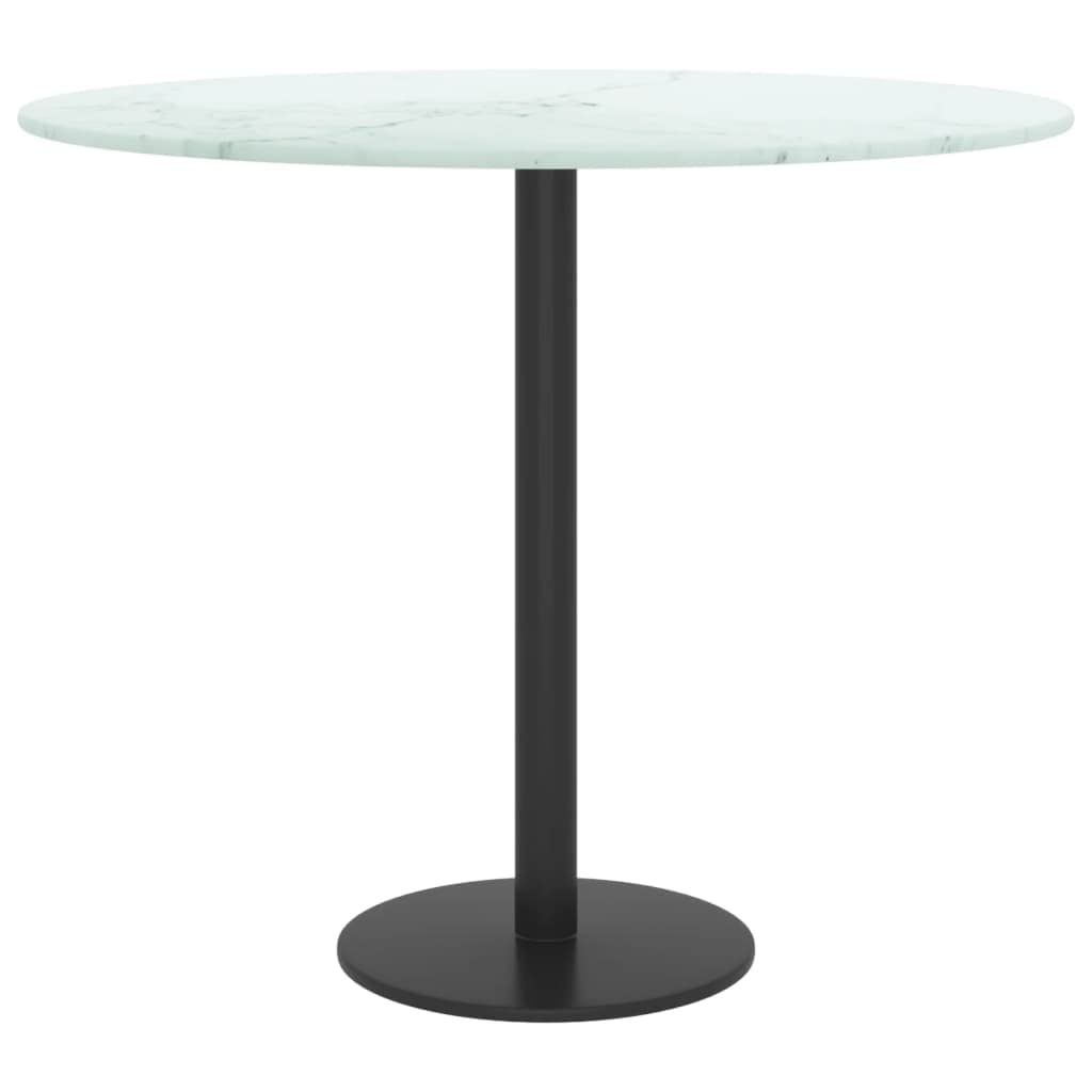 vidaXL Tempered Glass Table Top - Round White Marble Design for Dining/Coffee/Garden Tables - Easy-to-Clean, Durable, and Elegant