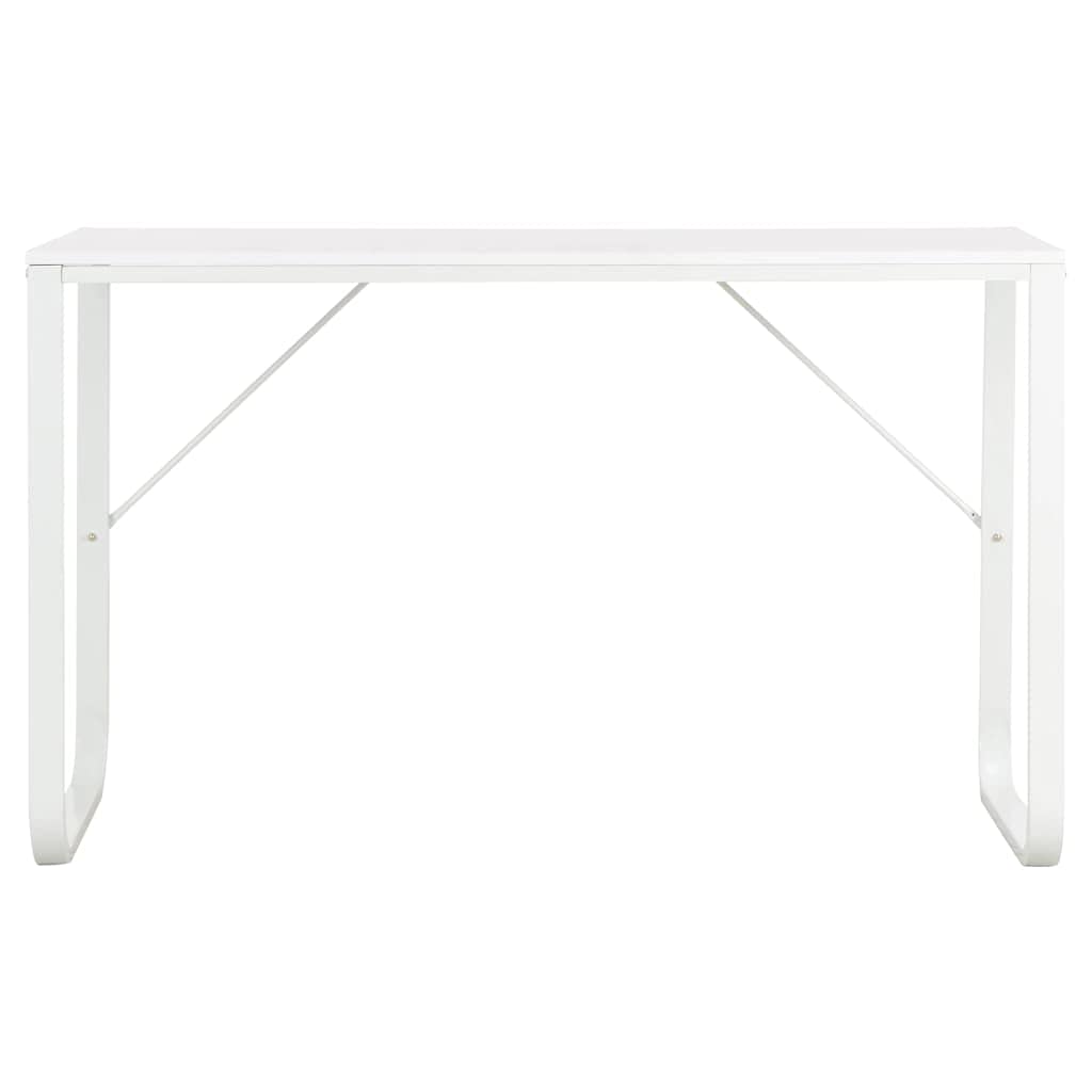 vidaXL Computer Desk, Office Table with Metal Frame, Writing Desk for Bedroom Living Room, Monitor Standing Desk, Industrial Style, White