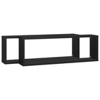 vidaXL Wall Shelves Cube 2 Pieces Black 80 x 15 x 26.5 cm in Particle Board