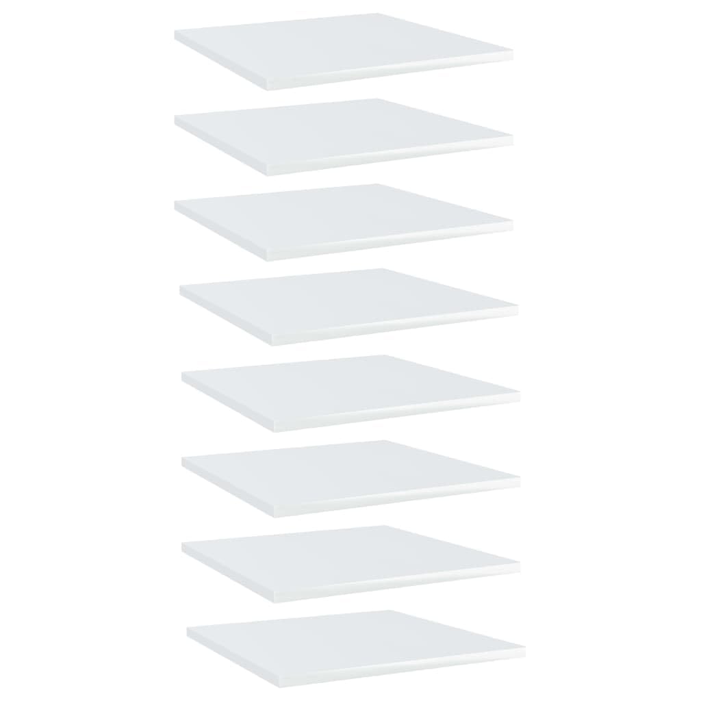 vidaXL High Gloss White Bookshelf Boards, Home Decor, Storage Solution, 15.7x15.7x0.6 Engineered Wood, Pack of 8, Easy-to-Clean, Modern Design